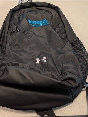 Under Armour Black Backpack with Blue Amazon Embroidery